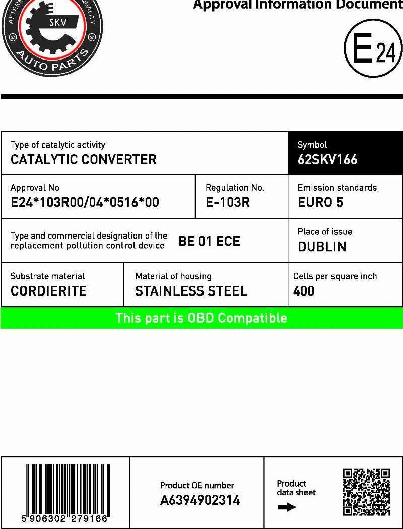 Esen SKV 62SKV166 - Catalyseur droxauto.com
