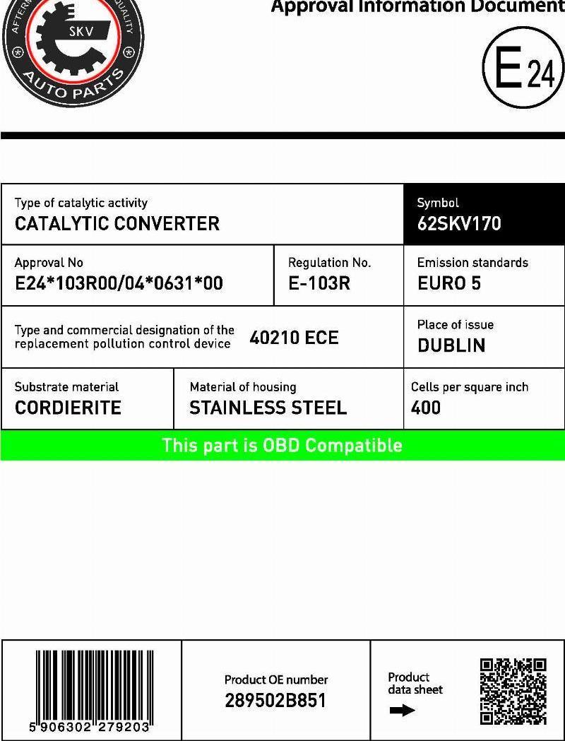 Esen SKV 62SKV170 - Catalyseur droxauto.com