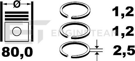 ET Engineteam R4000500 - Jeu de segments de pistons droxauto.com