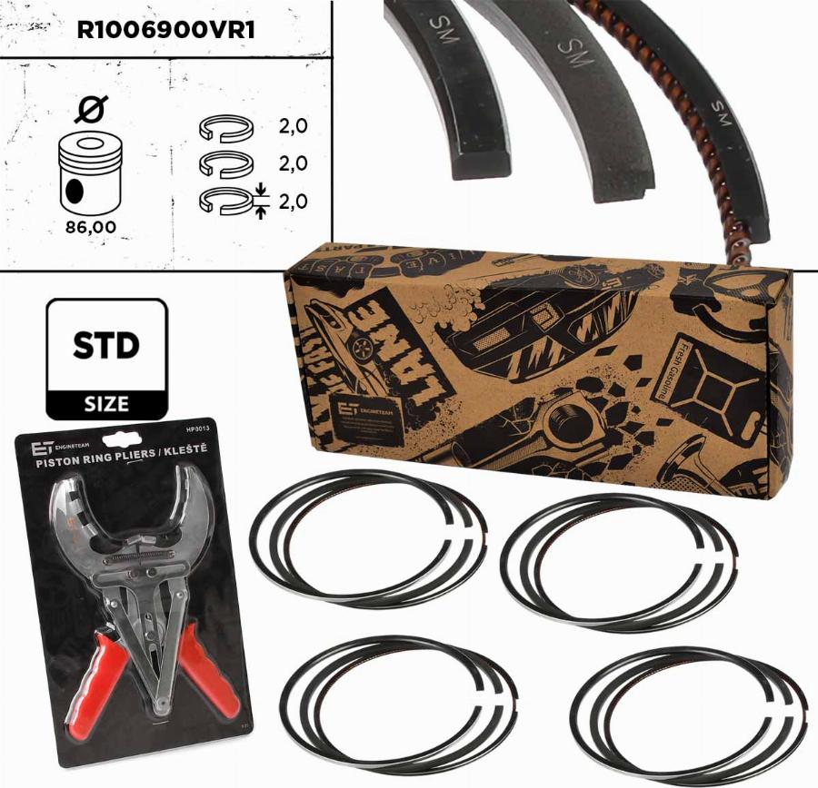 ET Engineteam R1006900VR1 - Jeu de segments de pistons droxauto.com
