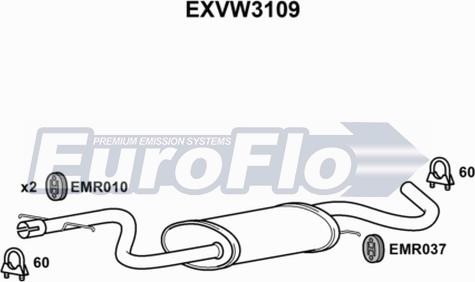 EuroFlo EXVW3109 - Silencieux central droxauto.com
