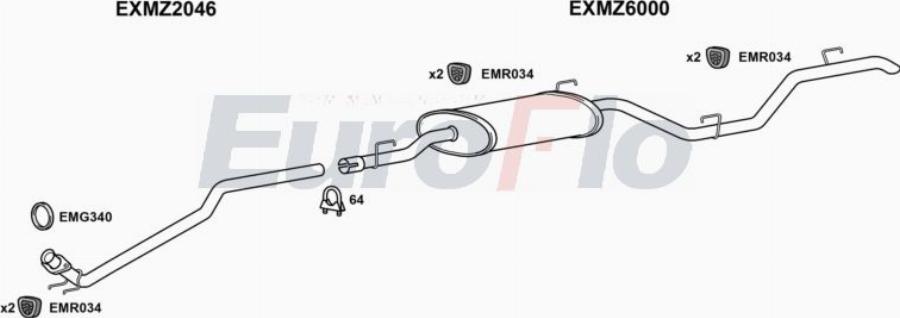 EuroFlo MZV2222D 6001A00 - Échappement droxauto.com