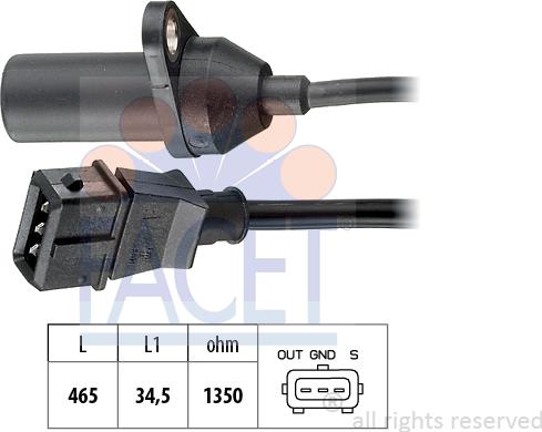 FACET 9.0092 - Capteur d'angle, vilebrequin droxauto.com