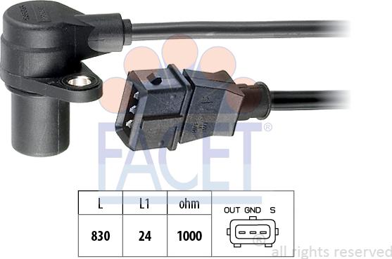 FACET 9.0296 - Capteur d'angle, vilebrequin droxauto.com