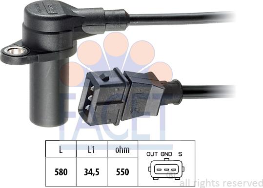 FACET 9.0238 - Capteur d'angle, vilebrequin droxauto.com