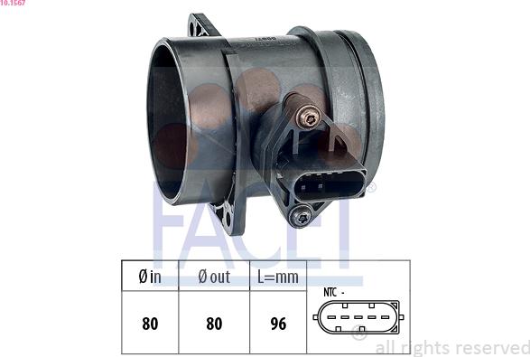 FACET 10.1567 - Débitmètre de masse d'air droxauto.com
