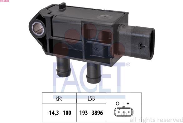 FACET 10.3440 - Capteur, pression des gaz échappement droxauto.com