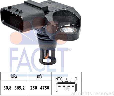 FACET 10.3158 - Capteur, pression du tuyau d'admission droxauto.com