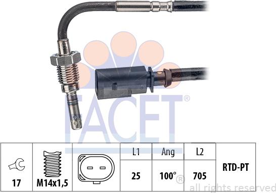 FACET 22.0180 - Capteur, température des gaz droxauto.com