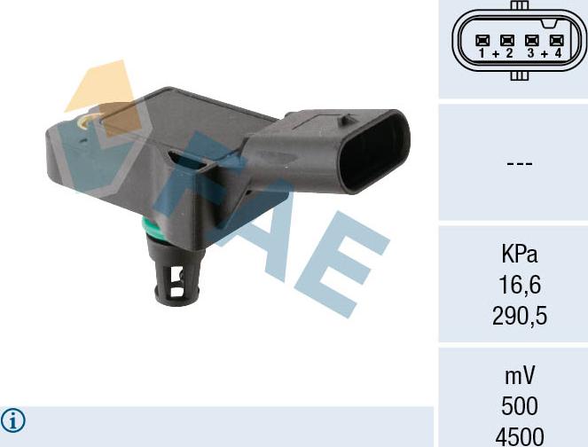FAE 15265 - Capteur, pression du tuyau d'admission droxauto.com