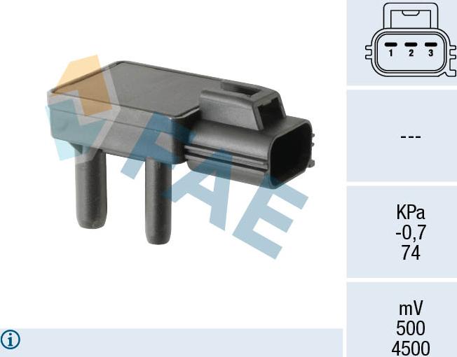 FAE 16130 - Capteur, pression des gaz échappement droxauto.com