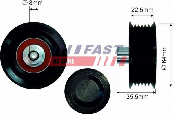 Fast FT44593 - Poulie renvoi / transmission, courroie trapézoïdale à nervures droxauto.com