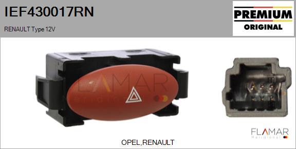 FLAMAR IEF430017RN - Interrupteur de signal de détresse droxauto.com
