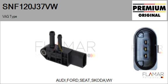 FLAMAR SNF120J37VW - Capteur, pression des gaz échappement droxauto.com