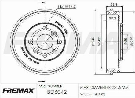 FREMAX BD-6042 - Tambour de frein droxauto.com