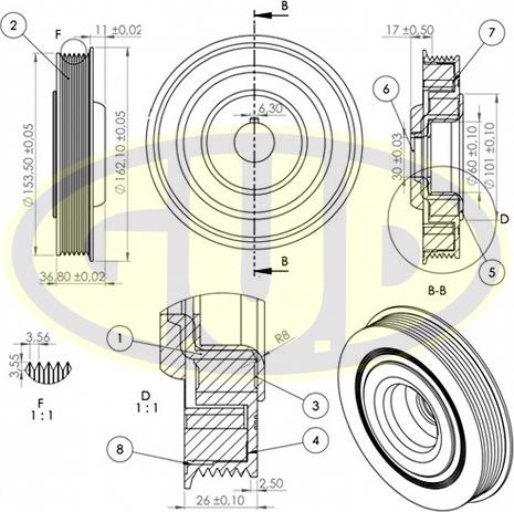 G.U.D. GCP701182 - Poulie, vilebrequin droxauto.com