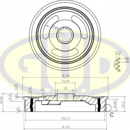 G.U.D. GCP702051 - Poulie, vilebrequin droxauto.com