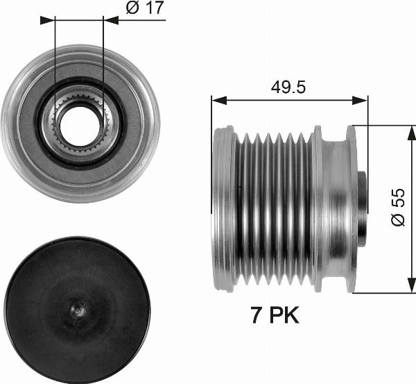 GATES OAP7086 - Poulie, alternateur droxauto.com