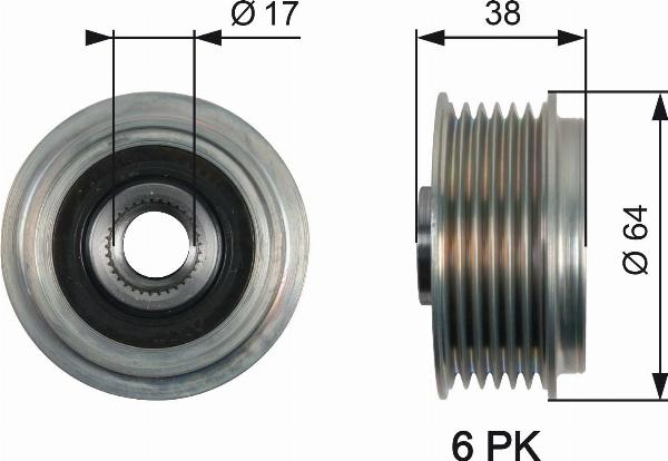 GATES OAP7165 - Poulie, alternateur droxauto.com
