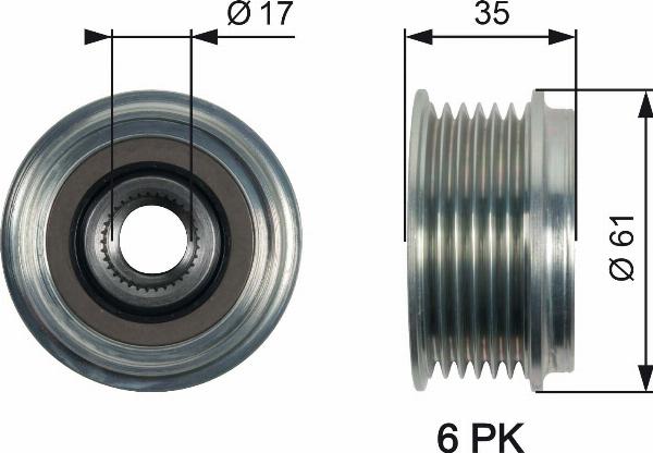 GATES OAP7166 - Poulie, alternateur droxauto.com