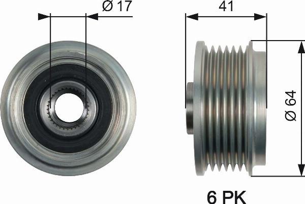 GATES OAP7161 - Poulie, alternateur droxauto.com