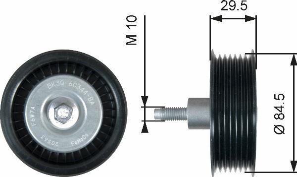 GATES T36536 - Poulie renvoi / transmission, courroie trapézoïdale à nervures droxauto.com