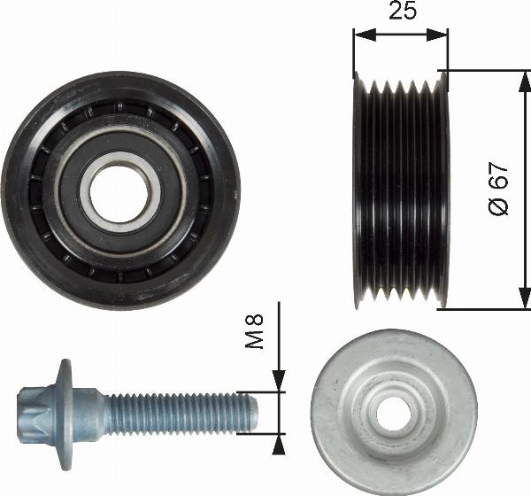 GATES T36619 - Poulie renvoi / transmission, courroie trapézoïdale à nervures droxauto.com