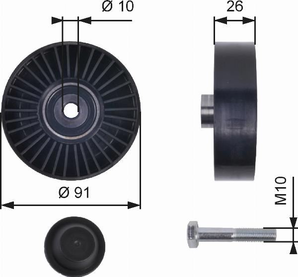 GATES T36001 - Poulie renvoi / transmission, courroie trapézoïdale à nervures droxauto.com