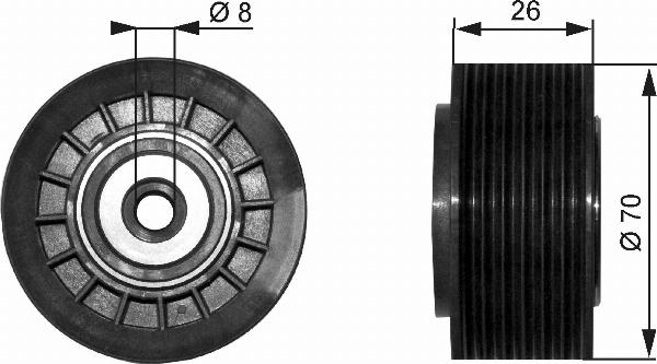 GATES T36304 - Poulie renvoi / transmission, courroie trapézoïdale à nervures droxauto.com