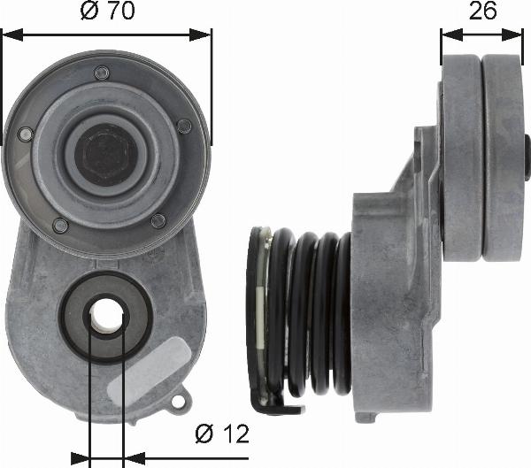 GATES T38496 - Tendeur de courroie, courroie trapézoïdale à nervures droxauto.com