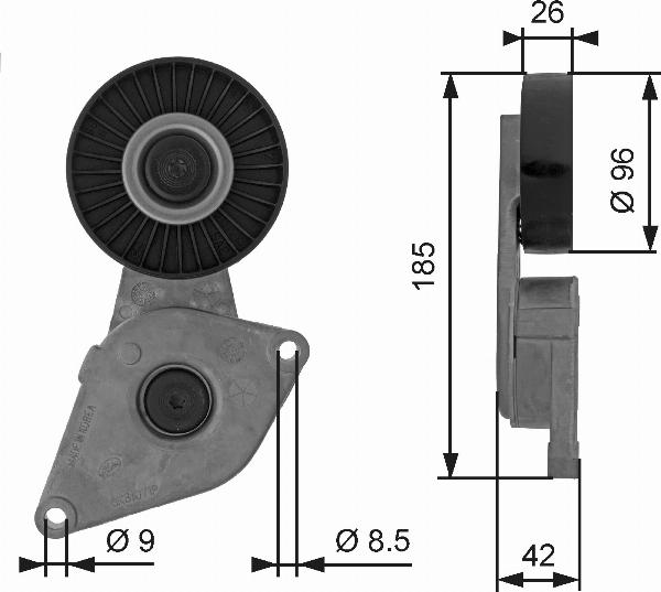 GATES T38464 - Tendeur de courroie, courroie trapézoïdale à nervures droxauto.com