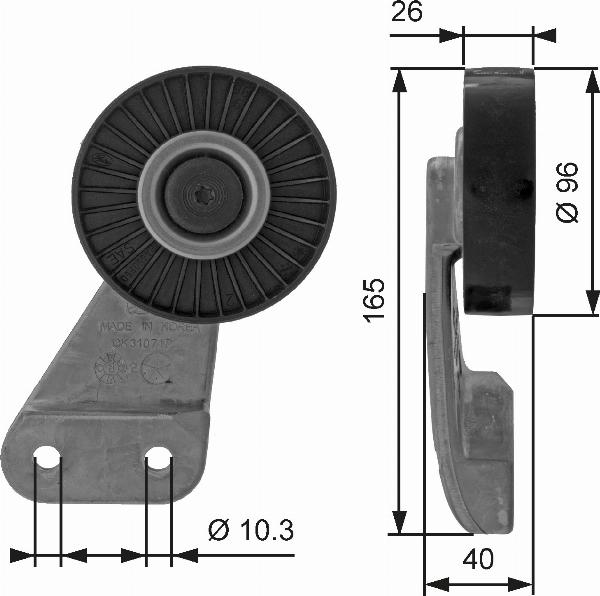 GATES T38461 - Poulie renvoi / transmission, courroie trapézoïdale à nervures droxauto.com