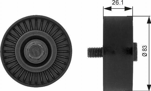 GATES T38027 - Poulie renvoi / transmission, courroie trapézoïdale à nervures droxauto.com