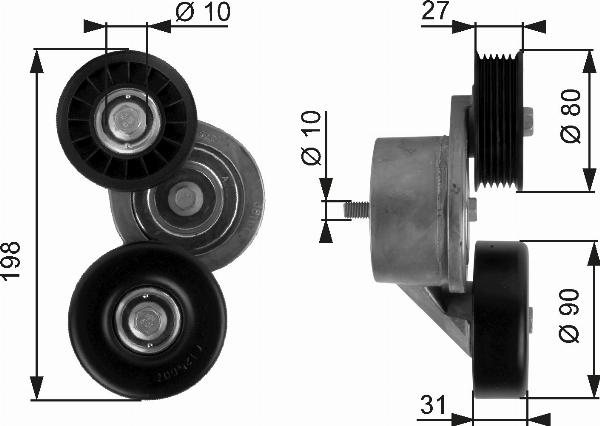 GATES T38167 - Tendeur de courroie, courroie trapézoïdale à nervures droxauto.com