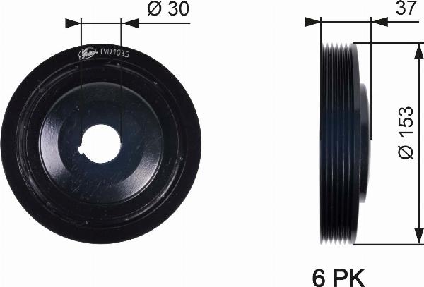 GATES TVD1035 - Poulie, vilebrequin droxauto.com
