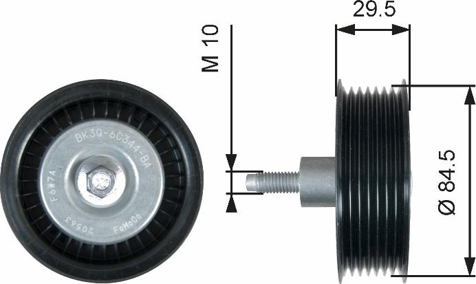 GATES 36536 - Poulie renvoi / transmission, courroie trapézoïdale à nervures droxauto.com