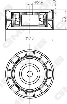 GMB GTC0480 - Poulie renvoi / transmission, courroie de distribution droxauto.com
