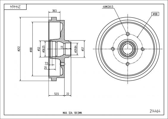 Hart 214 464 - Tambour de frein droxauto.com