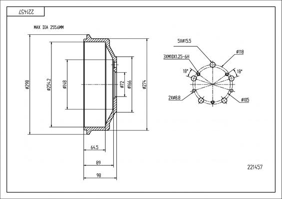 Hart 221 457 - Tambour de frein droxauto.com
