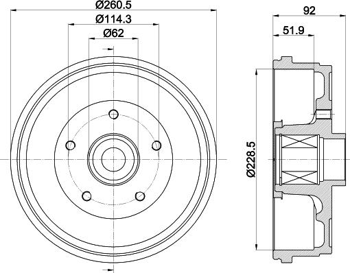 HELLA PAGID 8DT 355 303-401 - Tambour de frein droxauto.com