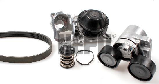 Hepu PK04241-TH - Pompe à eau+Jeu de courroie trapézoïdale à nervures droxauto.com