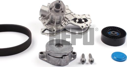 Hepu PK05127 - Pompe à eau+Jeu de courroie trapézoïdale à nervures droxauto.com