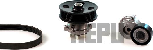 Hepu PK03232 - Pompe à eau+Jeu de courroie trapézoïdale à nervures droxauto.com