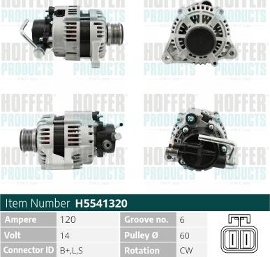 Hoffer H5541320G - Alternateur droxauto.com