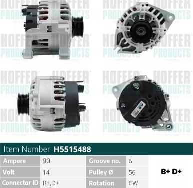 Hoffer H5515488 - Alternateur droxauto.com