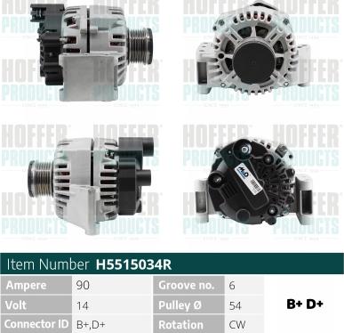 Hoffer H5515034R - Alternateur droxauto.com