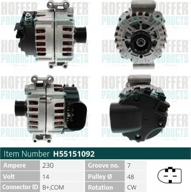 Hoffer H55151092 - Alternateur droxauto.com