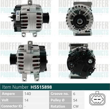Hoffer H5515898 - Alternateur droxauto.com