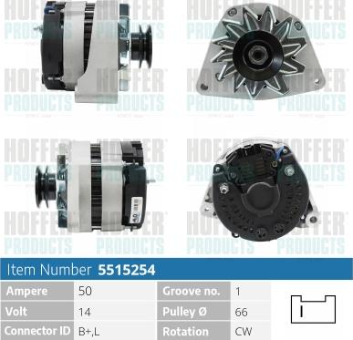 Hoffer H5515254 - Alternateur droxauto.com