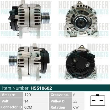 Hoffer H5510602 - Alternateur droxauto.com